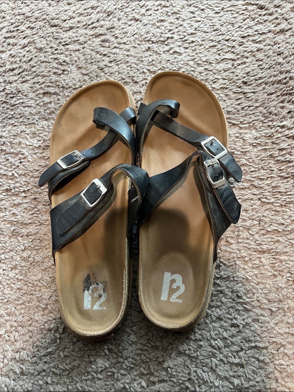 Women’s Black Buckle-Strap Comfort Sandals
